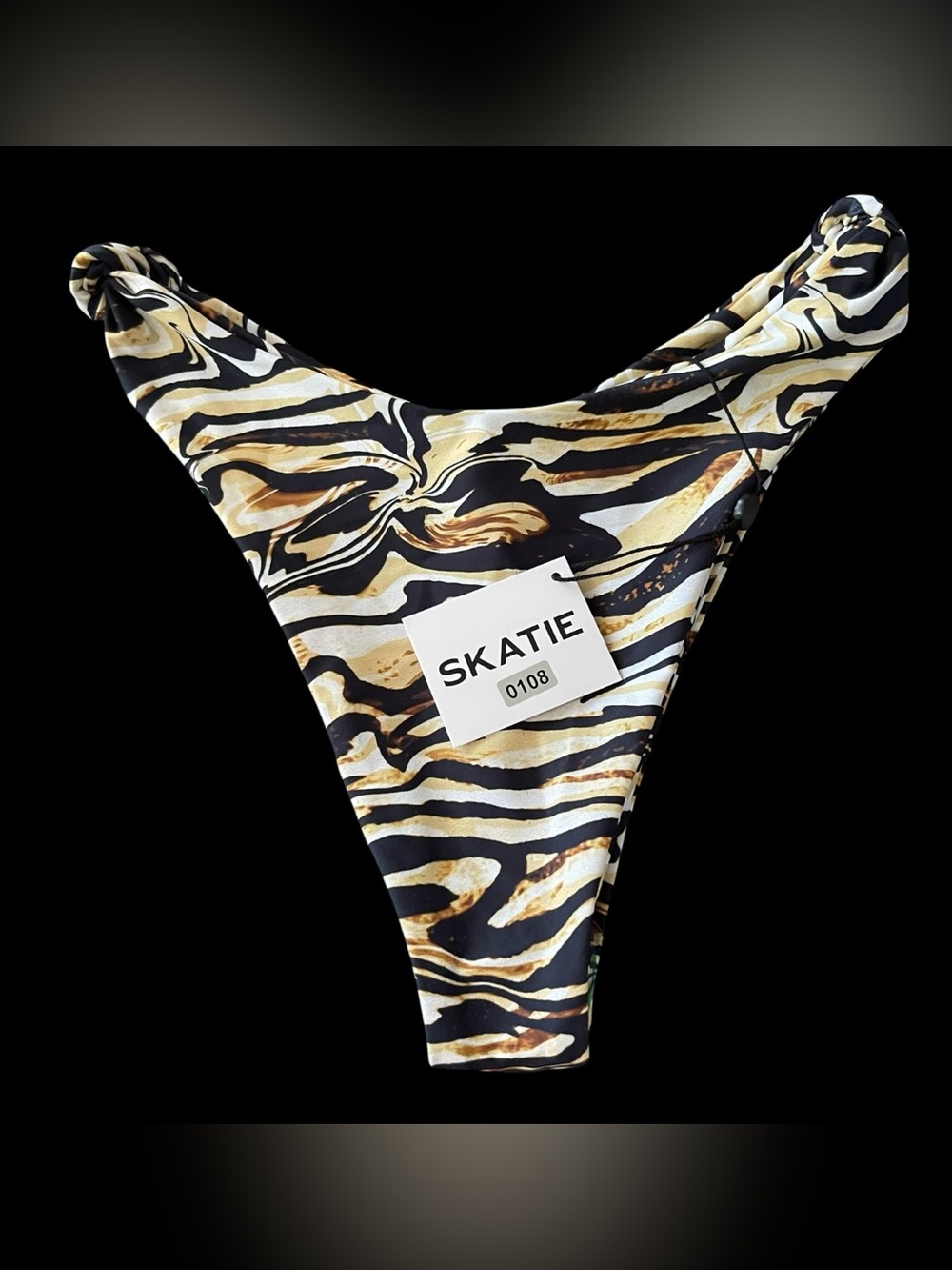 SKATIE Suzanne Bottom Animal Print Tie Side Thong Bikini High Cut NWT XL